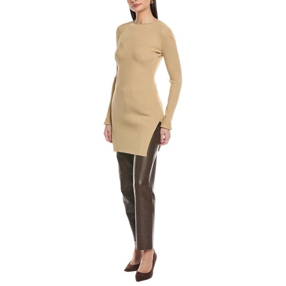 Nanushka Womens  Luzza Long Sleeve Rib Dress, Brown